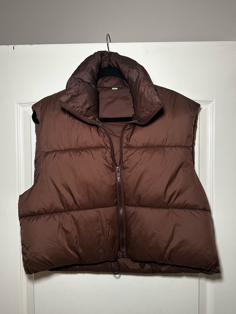 Brown Cropped Puffer Vest